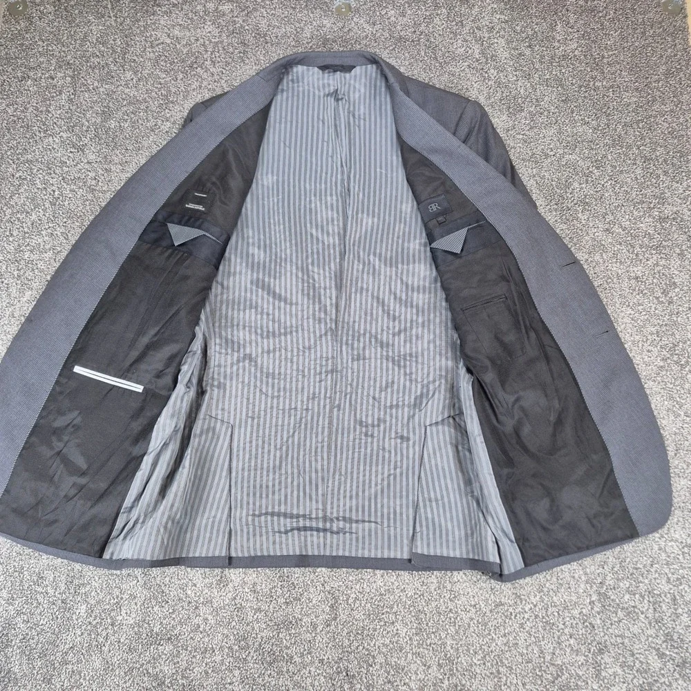 Banana Republic Blazer Mens 46L Gray Marzotto Italian Wool Micro Stripe‎ Jacket